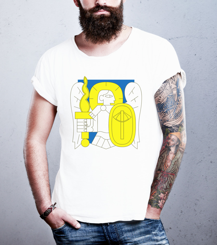 Saintjavelin Merch Kyiv Archangel Torch Shield Emblem T-Shirt