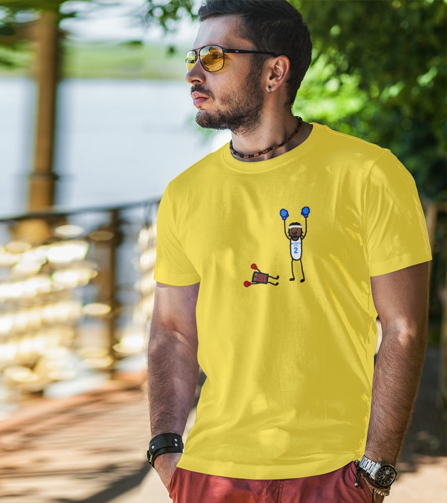 Nba Paint Sga Beat The Buzzer Stick Figures Boxing Yellow T-Shirt