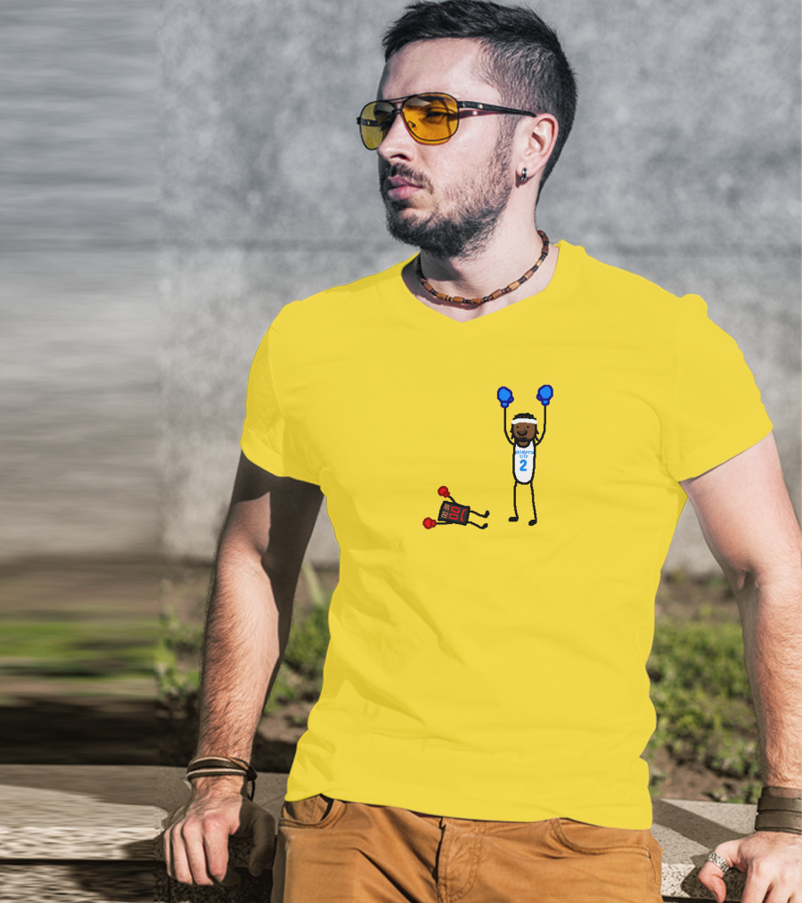 Nba Paint Sga Beat The Buzzer Stick Figures Boxing Yellow T-Shirt