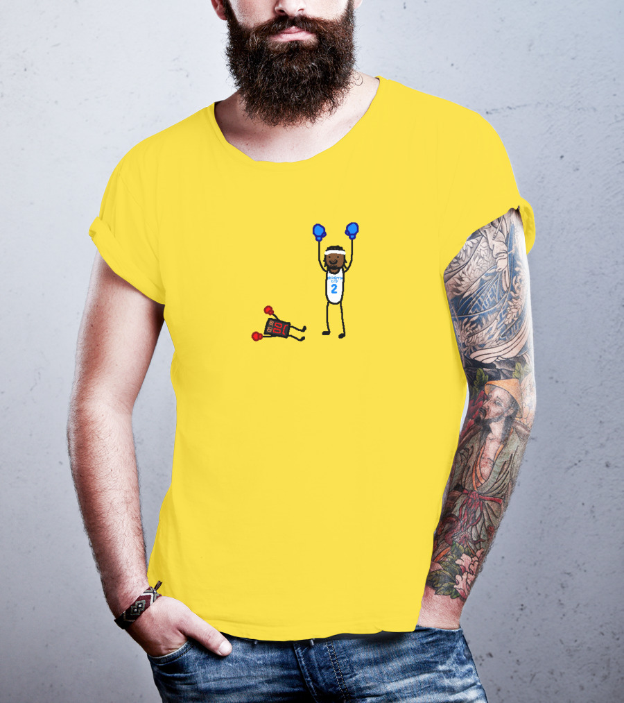 Nba Paint Sga Beat The Buzzer Stick Figures Boxing Yellow T-Shirt