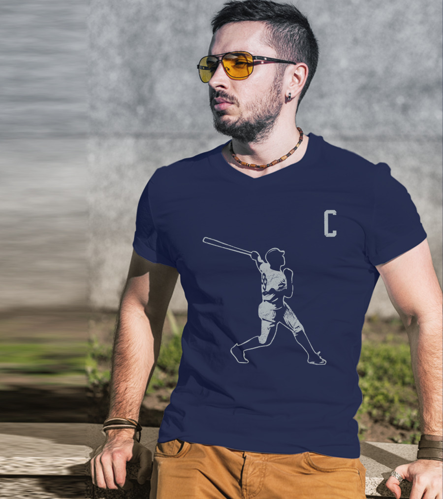 Jomboymedia Shop The C Baseball Silhouette Batter 8 Navy T-Shirt