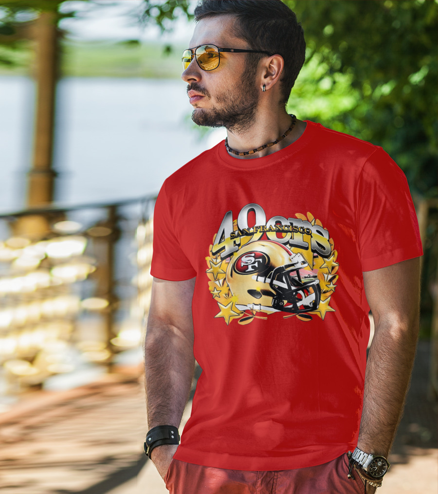 49Ers San Francisco Football Helmet Stars T-Shirt
