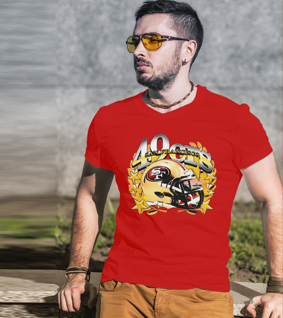 49Ers San Francisco Football Helmet Stars T-Shirt