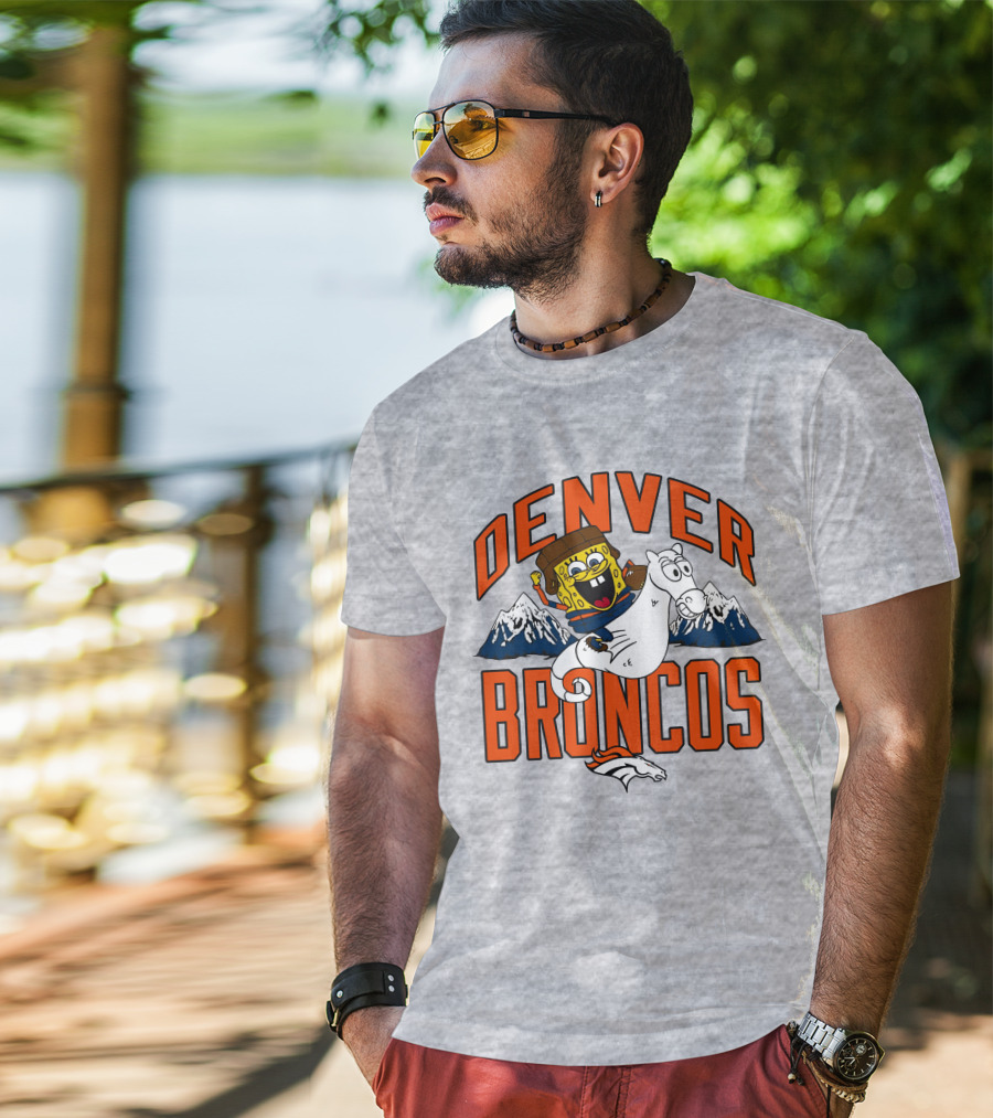 Denver Broncos Homage X Spongebob Men's Fanatics Gray Pro Shop T-Shirt