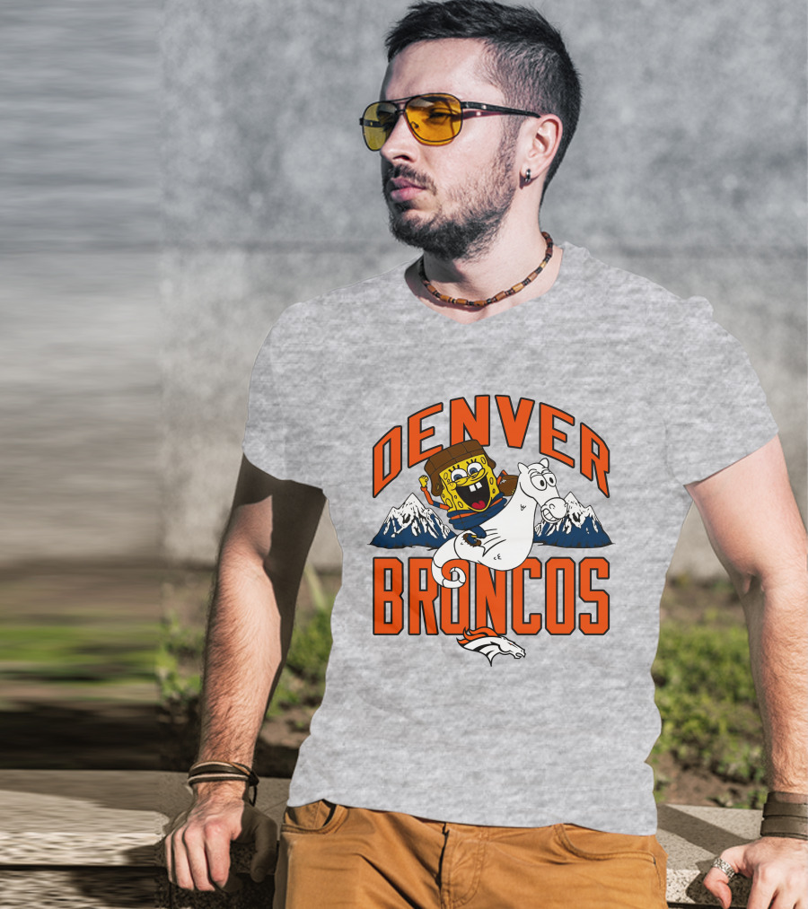Denver Broncos Homage X Spongebob Men's Fanatics Gray Pro Shop T-Shirt