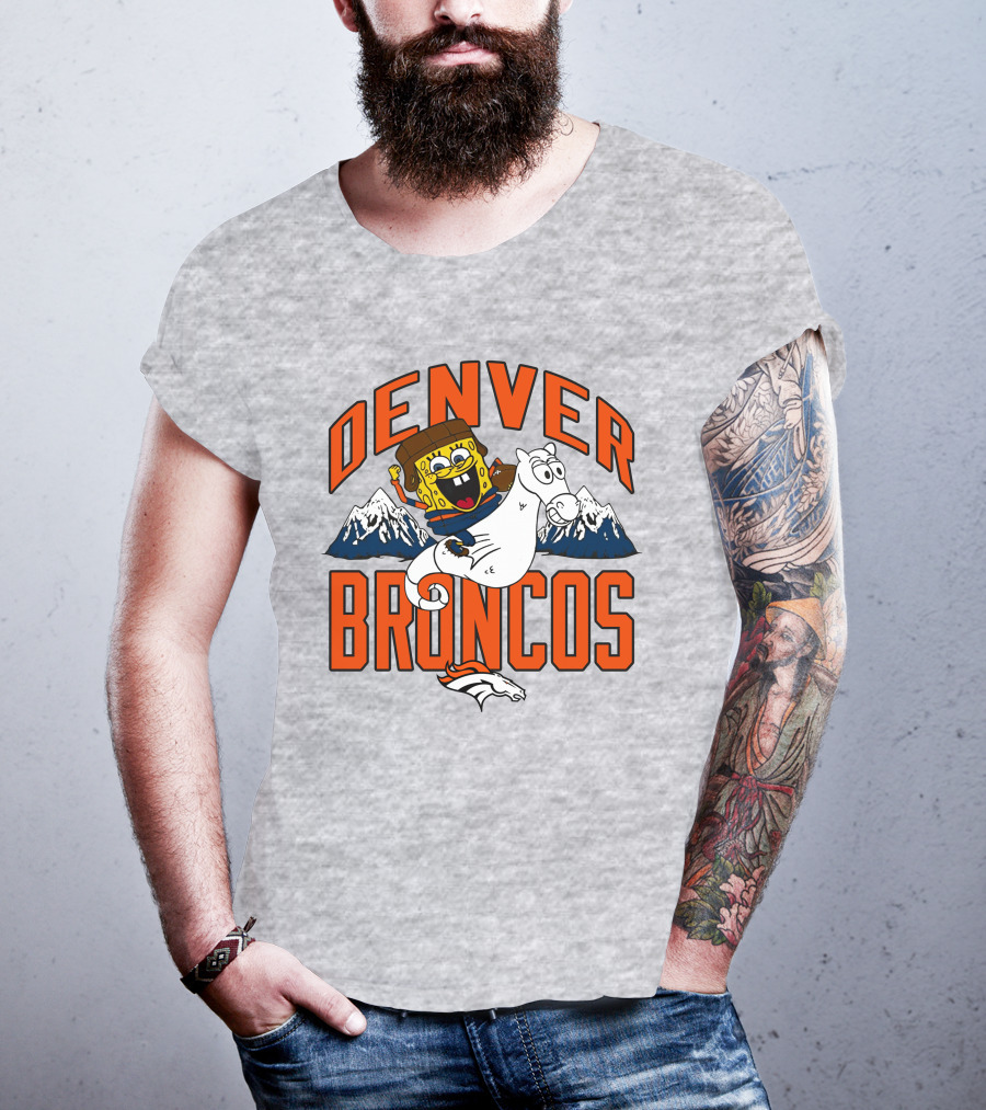 Denver Broncos Homage X Spongebob Men's Fanatics Gray Pro Shop T-Shirt