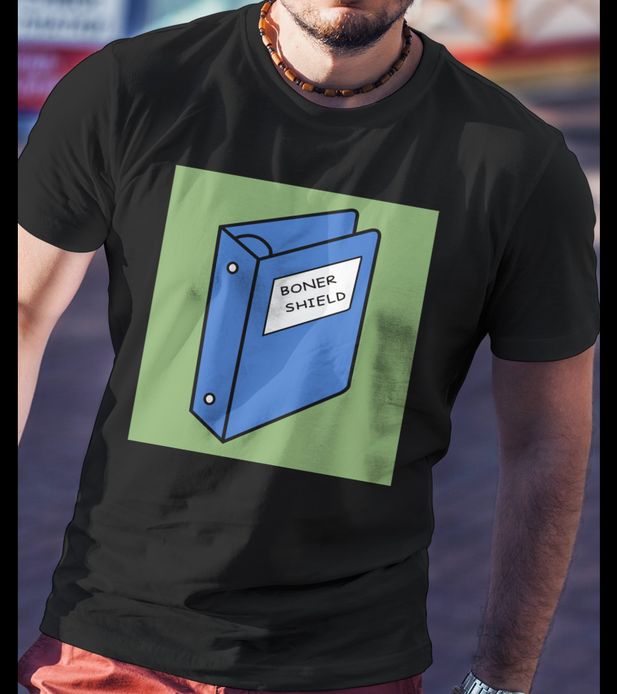 BONER SHIELD Blue Binder T-Shirt