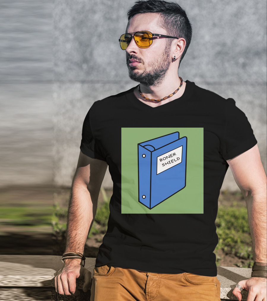 BONER SHIELD Blue Binder T-Shirt