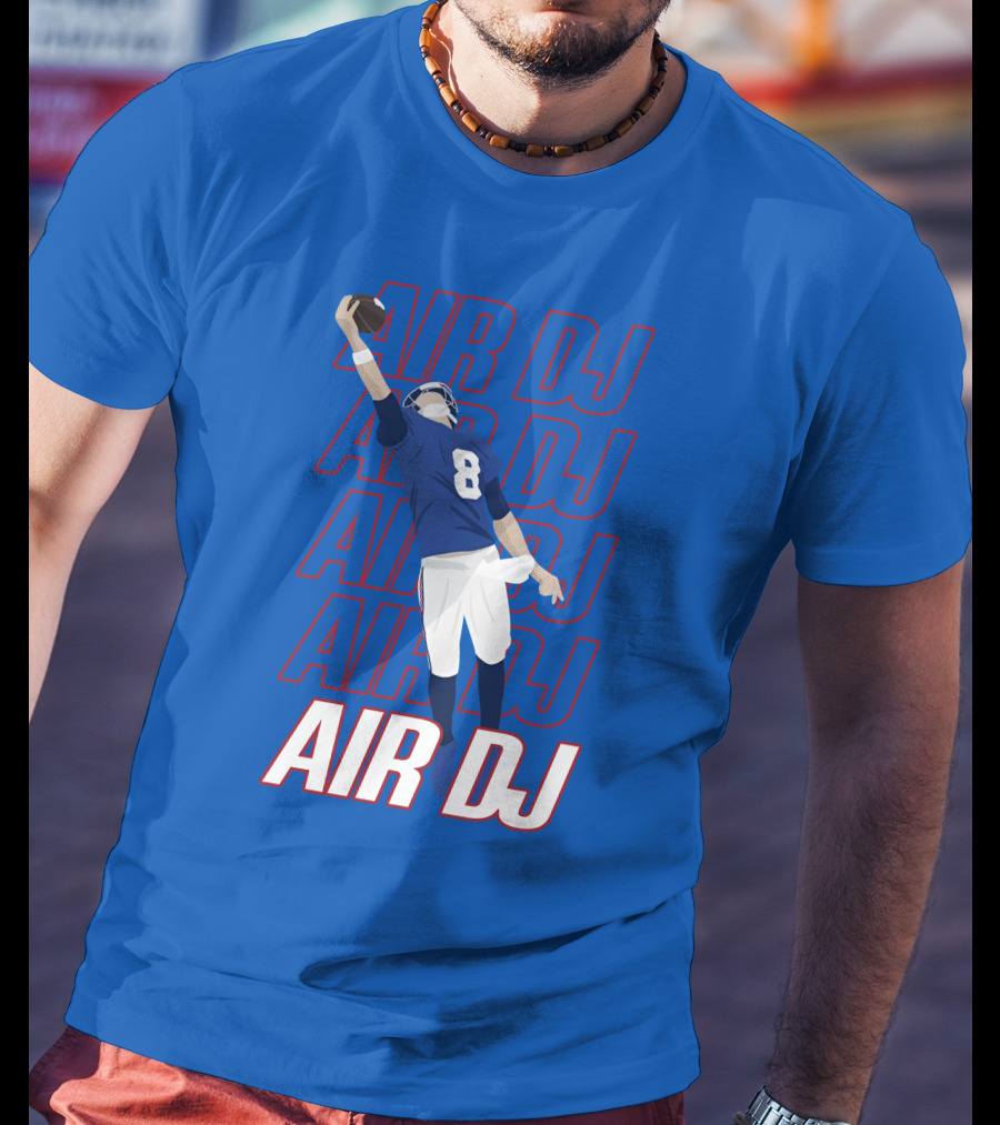 Justin Penik Jomboymedia Air DJ Football Player Number Eight Blue T-Shirt