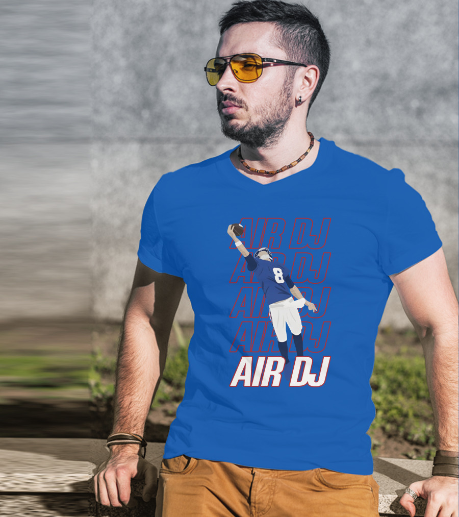 Justin Penik Jomboymedia Air DJ Football Player Number Eight Blue T-Shirt