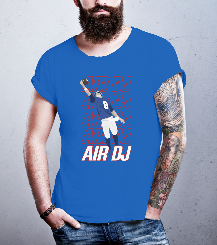 Justin Penik Jomboymedia Air DJ Football Player Number Eight Blue T-Shirt