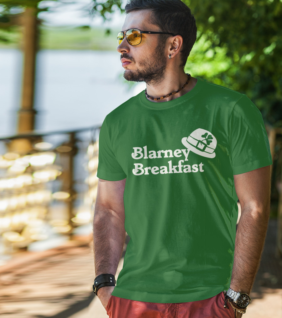Blarney Breakfast Leprechaun Hat Shamrock Green T-Shirt