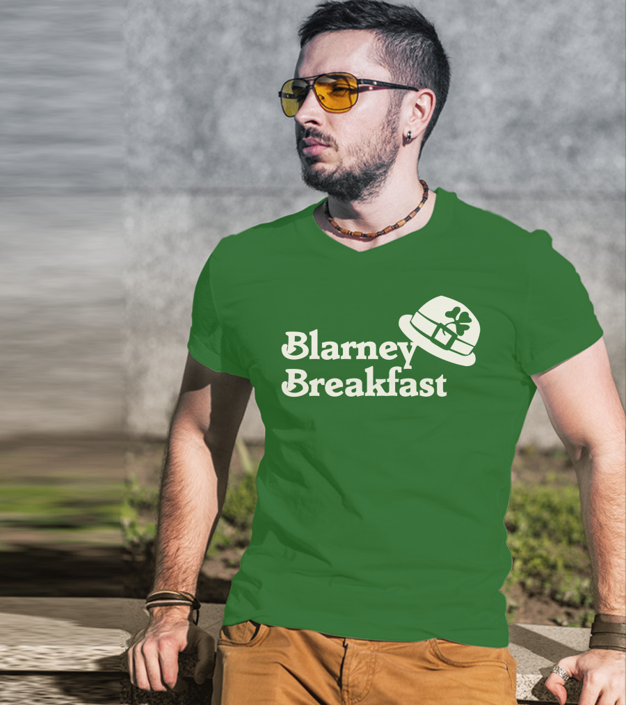 Blarney Breakfast Leprechaun Hat Shamrock Green T-Shirt