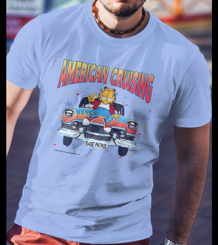 Garfield American Cruising Babe Patrol Vintage Car Vibe T-Shirt