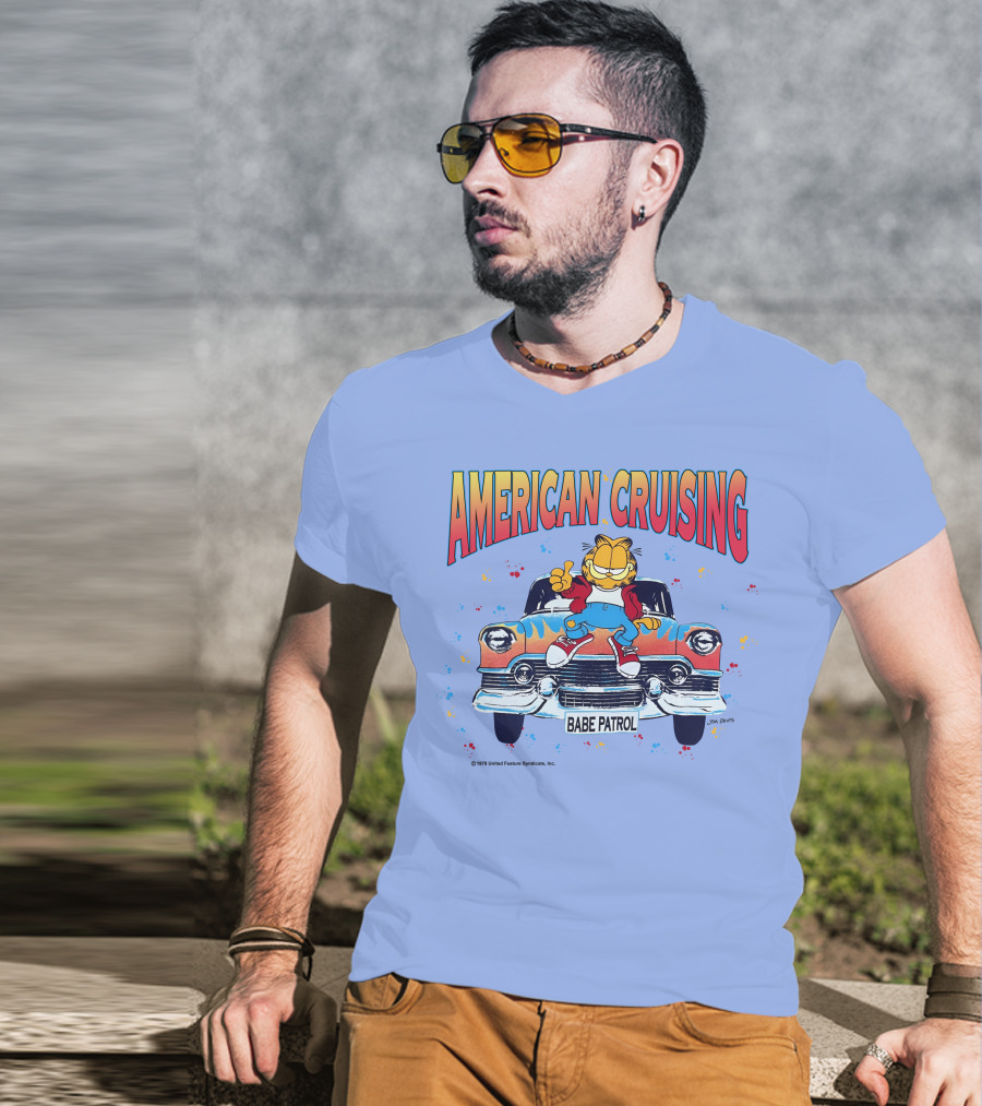 Garfield American Cruising Babe Patrol Vintage Car Vibe T-Shirt