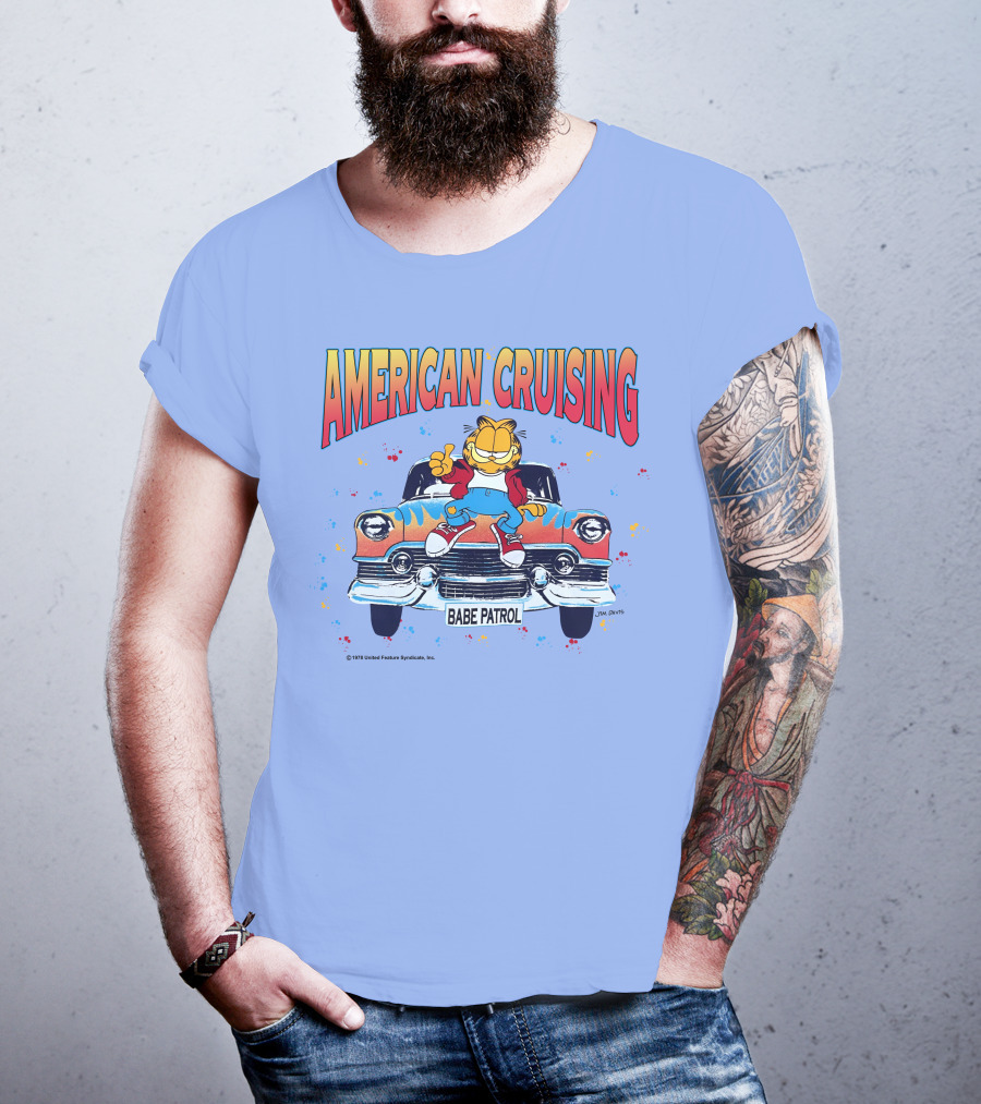 Garfield American Cruising Babe Patrol Vintage Car Vibe T-Shirt