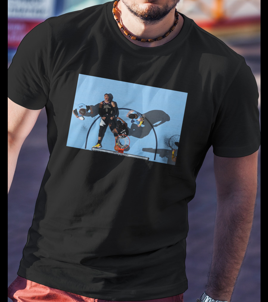 Russell Westbrook Dunk Action Shot Against Grizzlies In First Half T-Shirt