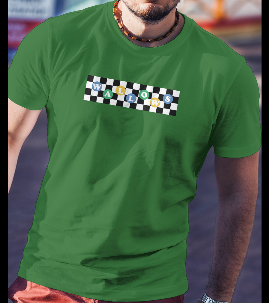 Wallows Checkered Pattern Green Background T-Shirt