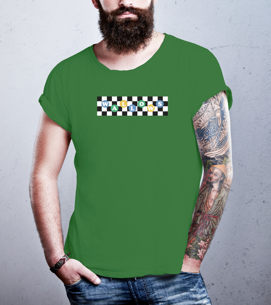 Wallows Checkered Pattern Green Background T-Shirt