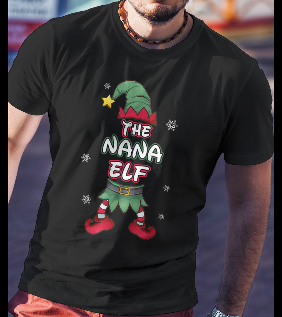 The Nana Elf Christmas Pajamas Pjs Matching Family Group Holiday T-Shirt