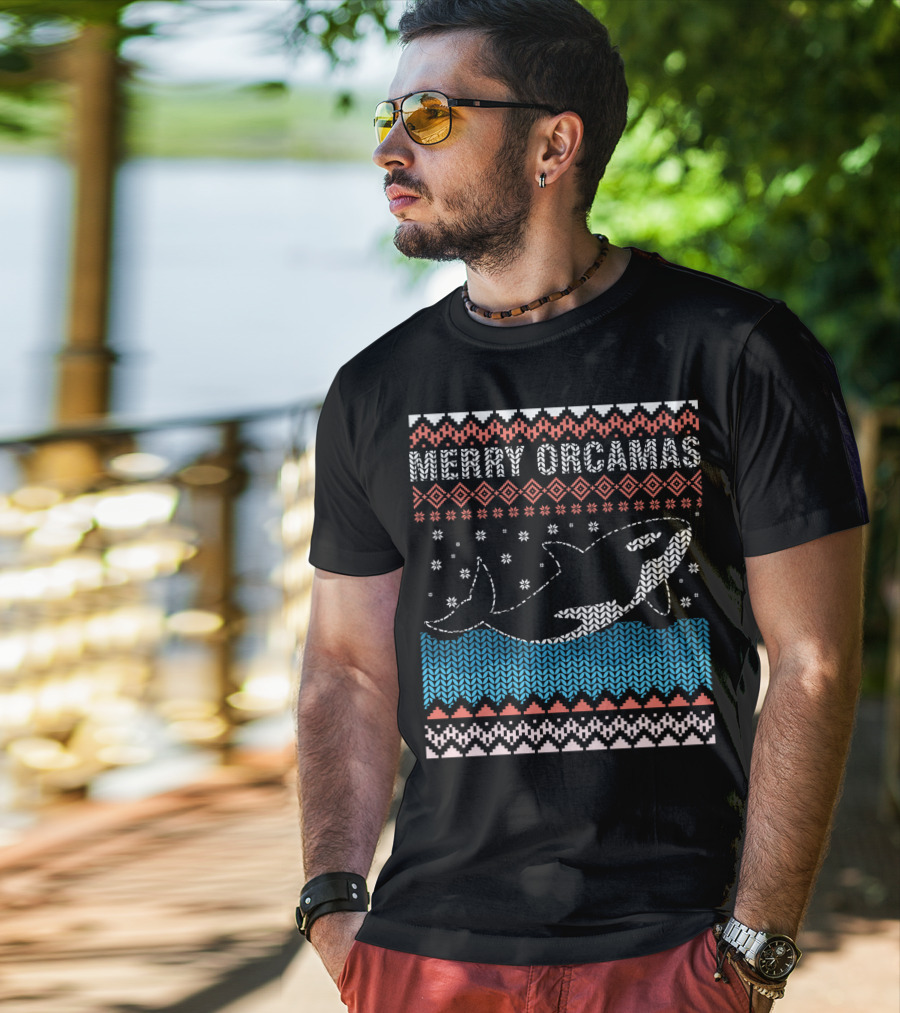 Merry Orcamas Ugly Christmas Orca Killer Whale T-Shirt