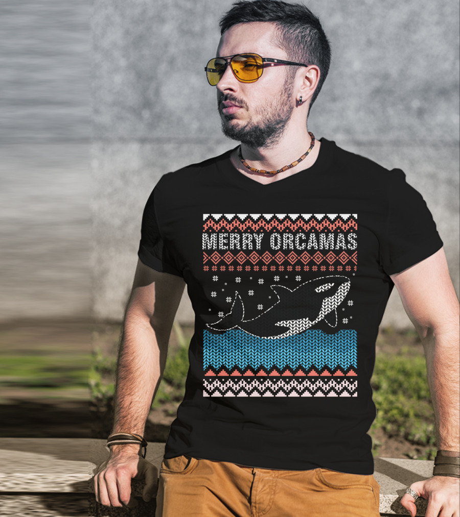Merry Orcamas Ugly Christmas Orca Killer Whale T-Shirt