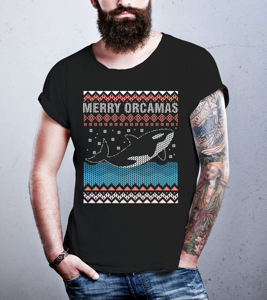 Merry Orcamas Ugly Christmas Orca Killer Whale T-Shirt