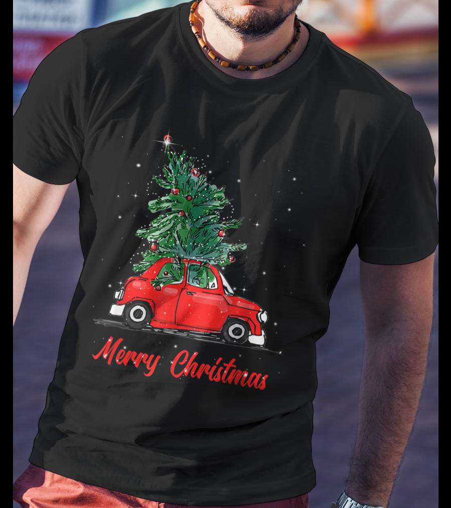 Merry Christmas Red Truck With Christmas Tree Pajama Gifts T-Shirt