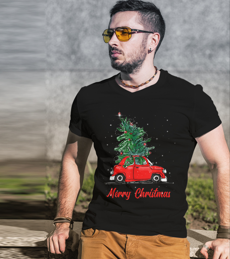 Merry Christmas Red Truck With Christmas Tree Pajama Gifts T-Shirt