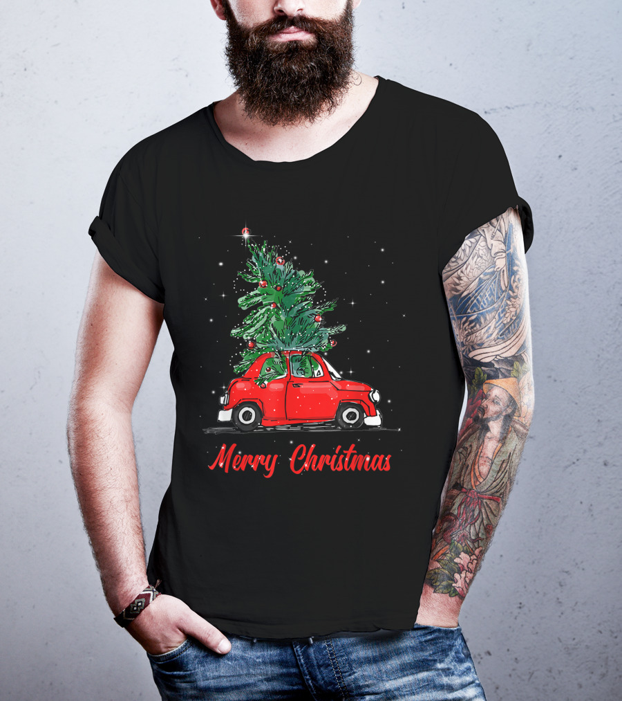 Merry Christmas Red Truck With Christmas Tree Pajama Gifts T-Shirt