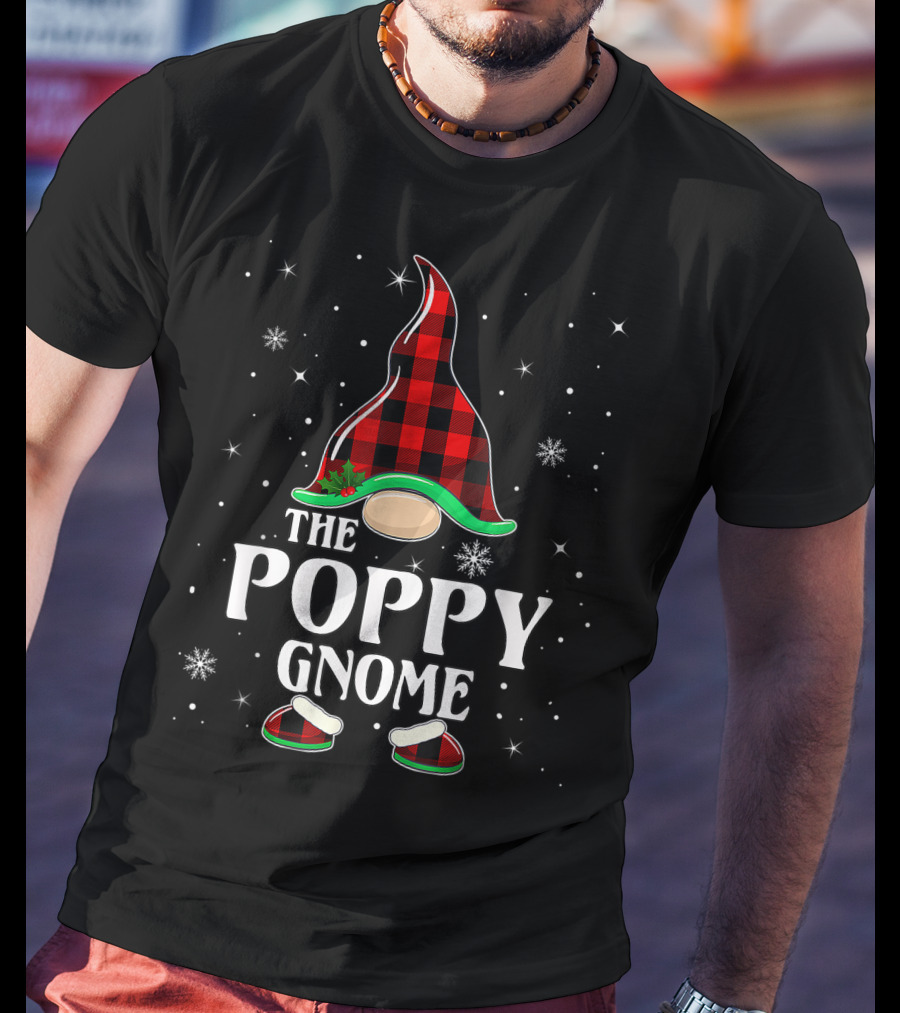 The Poppy Gnome Buffalo Plaid Christmas T-Shirt