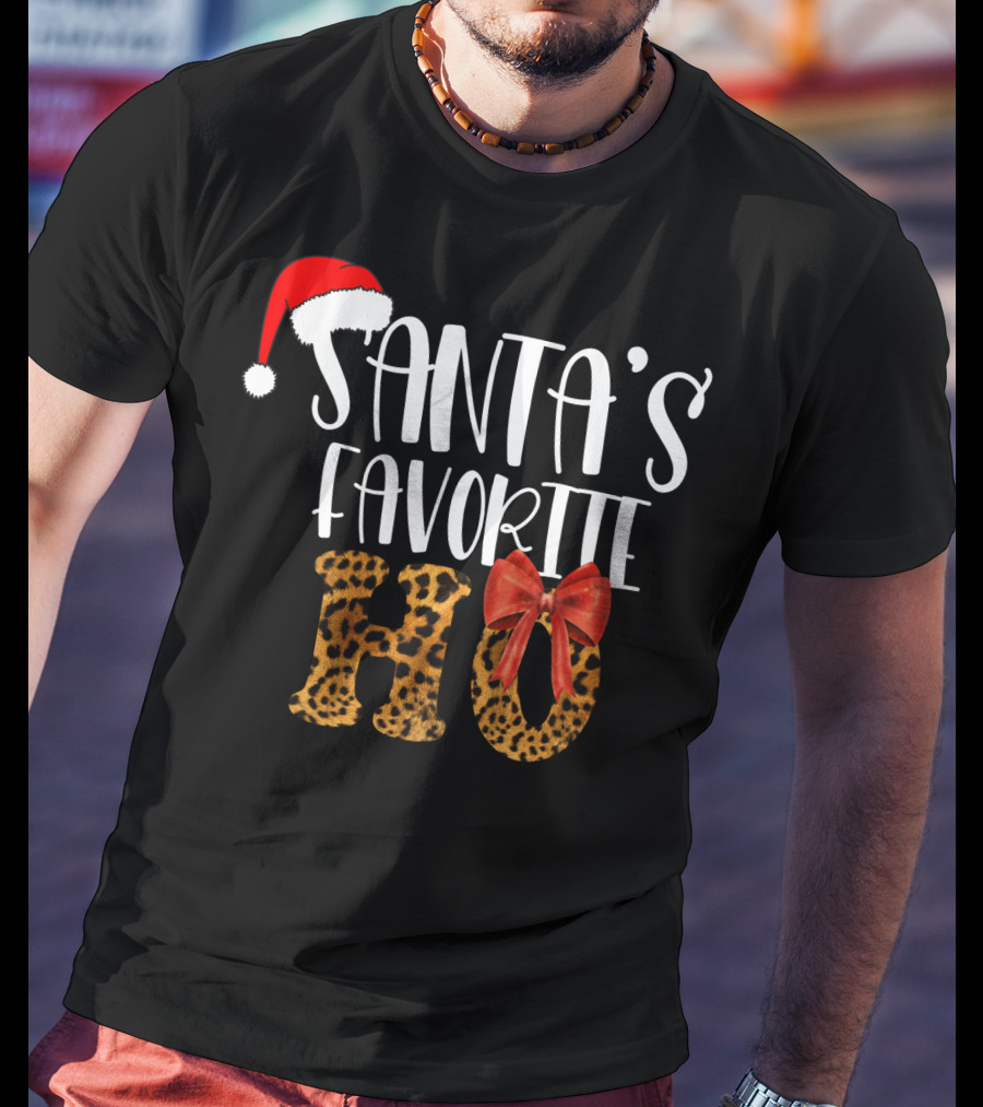 Santa's Favorite Ho Cheetah Print Christmas Holiday T-Shirt