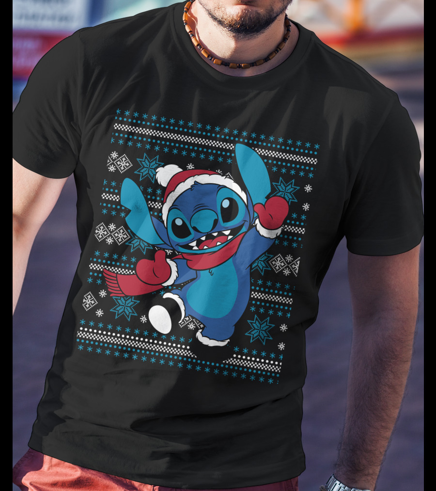Disney Stitch Festive Christmas Holiday Cheer T-Shirt