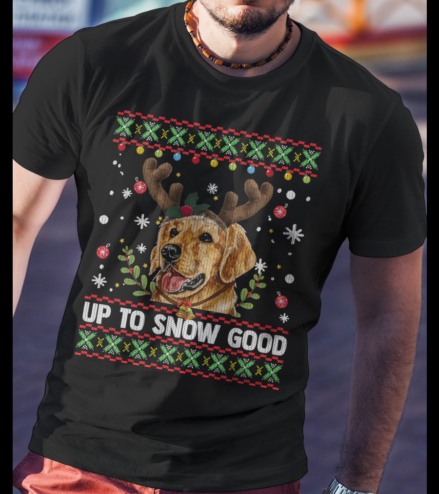 Golden Retriever Dog Reindeer Up To Snow Good T-Shirt