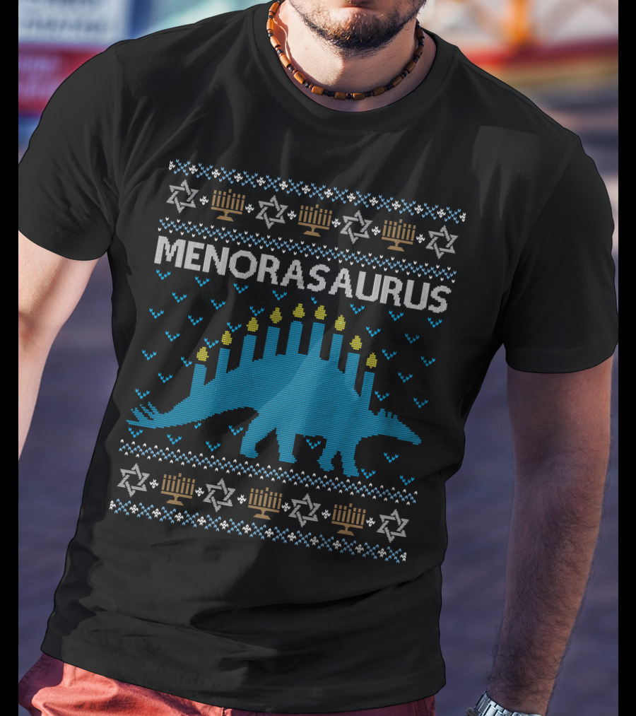 Menorasaurus Hanukkah Dinosaur Menorah Candles T-Shirt