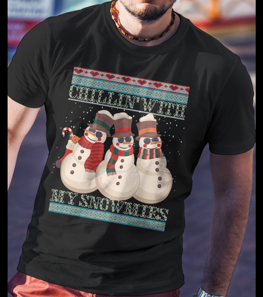 Chillin' With My Snowmies Hanes Men's Comfortwash Garment Dyed T-Shirt