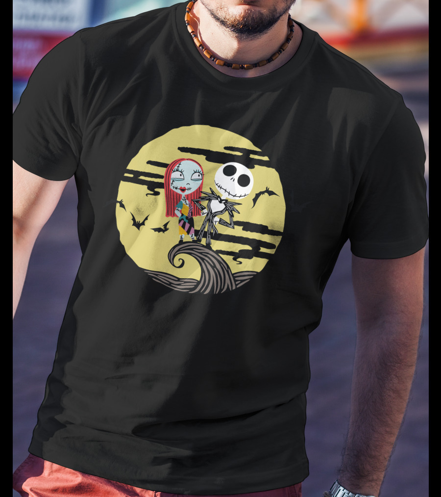 Disney Jack And Sally Moment Halloween Moon Scene T-Shirt