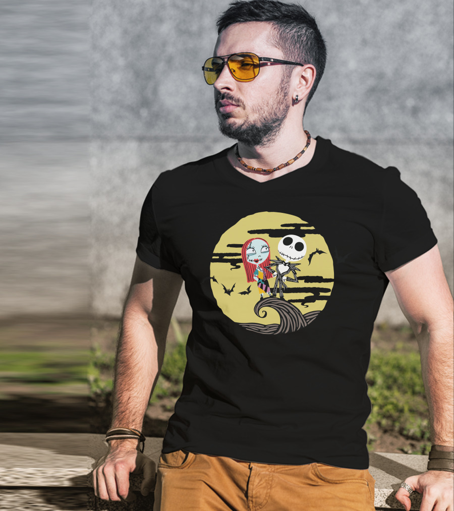 Disney Jack And Sally Moment Halloween Moon Scene T-Shirt