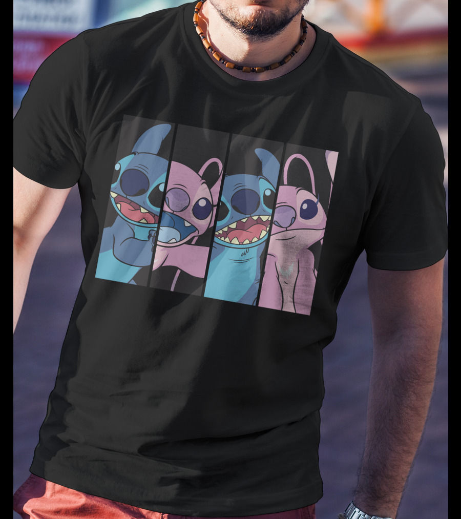 Disney Lilo And Stitch Boxed Faces Patchwork Characters T-Shirt