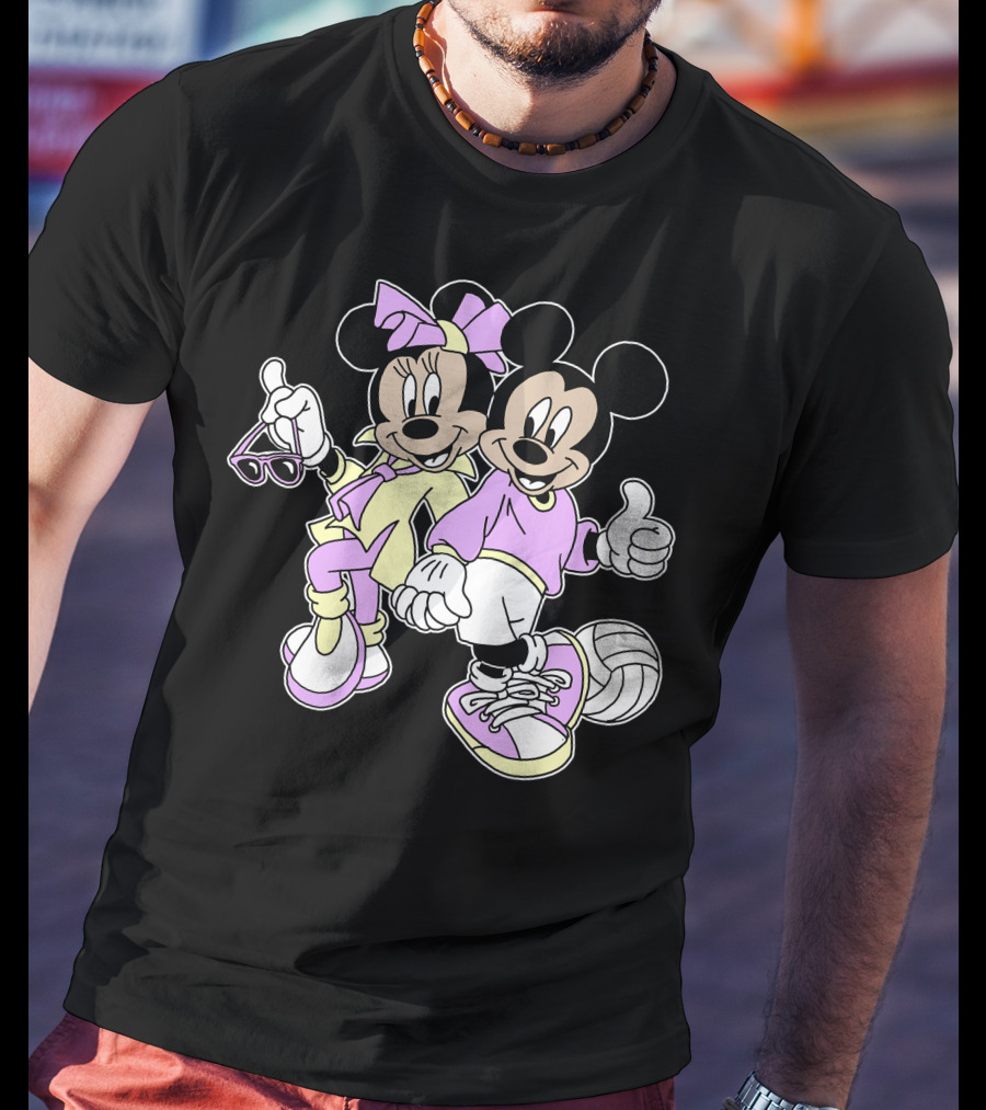Disney Mickey Mouse Minnie Mouse 80s Fashion T-Shirt