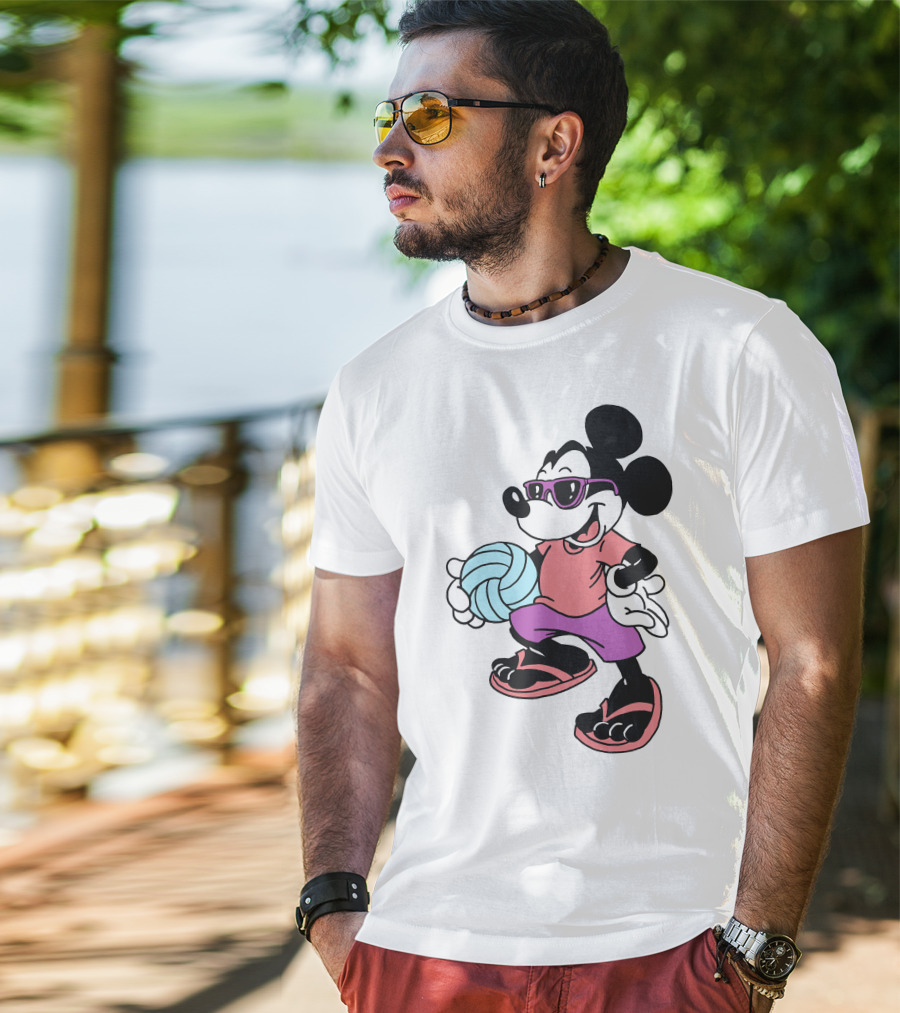 Disney Mickey Mouse Sunglasses Volleyball Playa Vibes T-Shirt