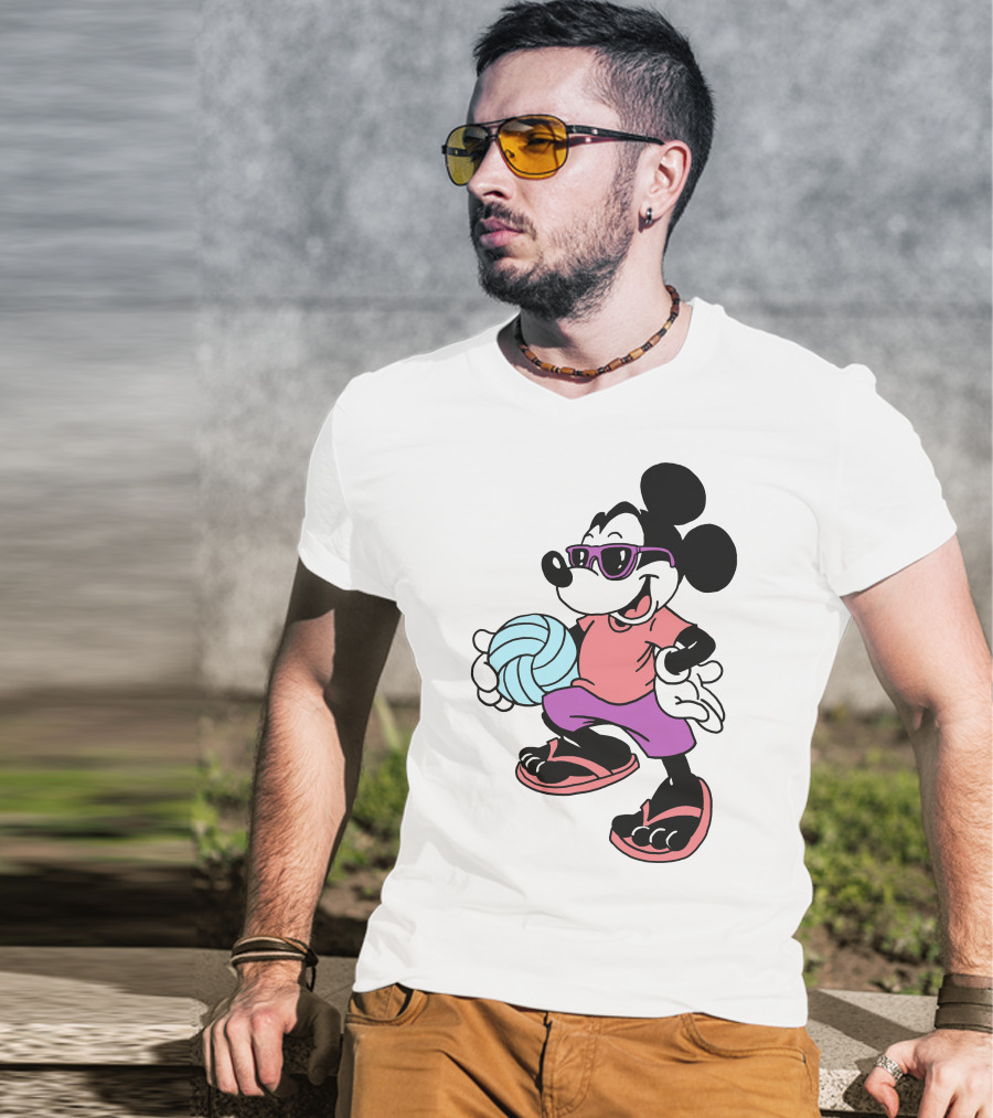 Disney Mickey Mouse Sunglasses Volleyball Playa Vibes T-Shirt
