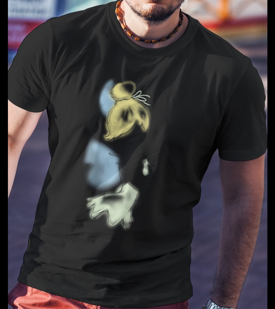 Disney Peter Pan Tinkerbell Black Airbrush Sketch Stars T-Shirt