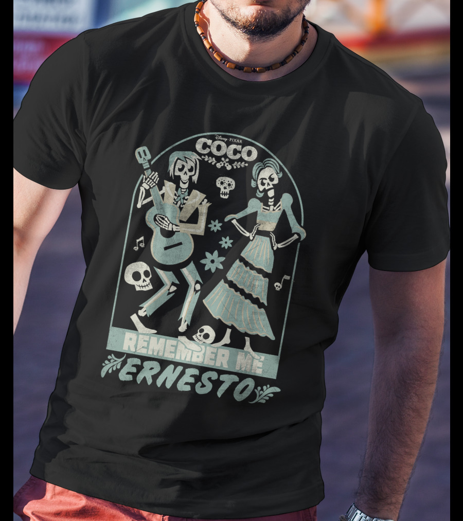 Disney Pixar Coco Remember Me Ernesto Skeleton Guitar T-Shirt