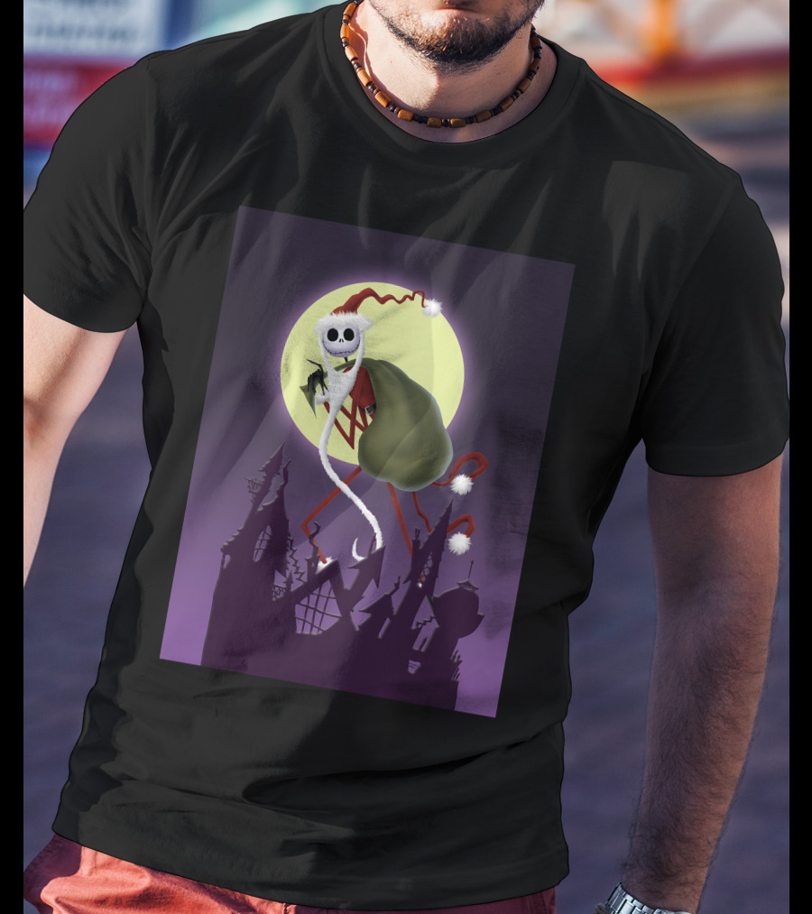 Disney Skellington Claus Jack Skellington Santa Christmas Moon T-Shirt