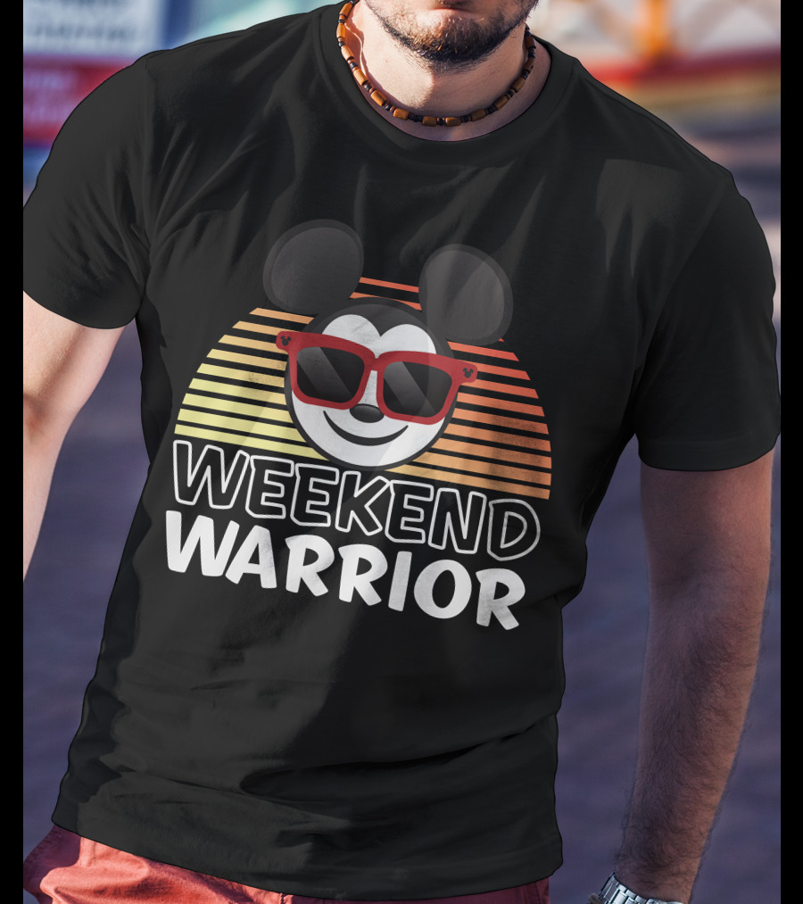 Disney Weekend Warrior Mickey Mouse Retro Sunburst Sunglasses T-Shirt