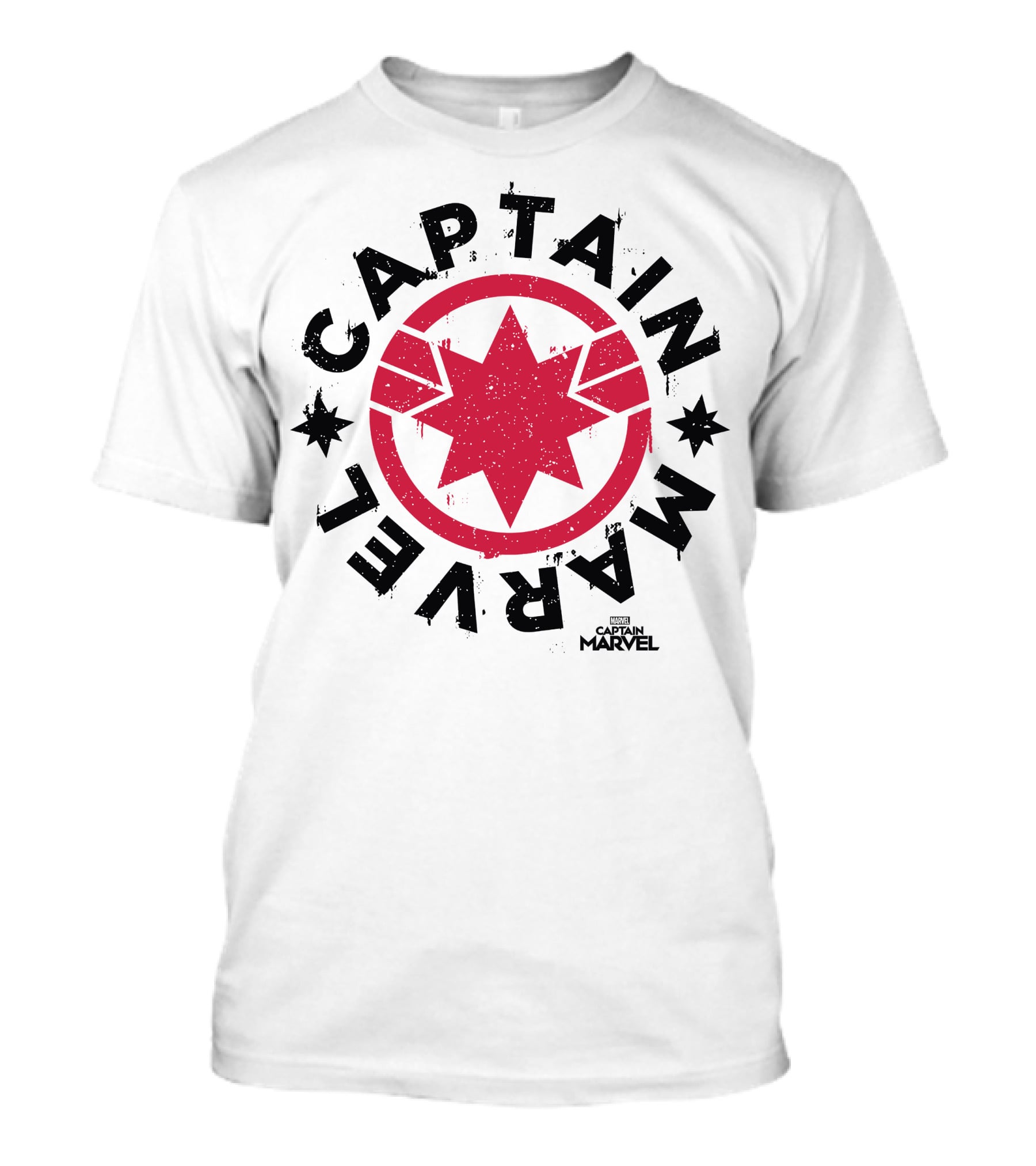 Captain Marvel Red Circle Star Emblem Distressed T-Shirt