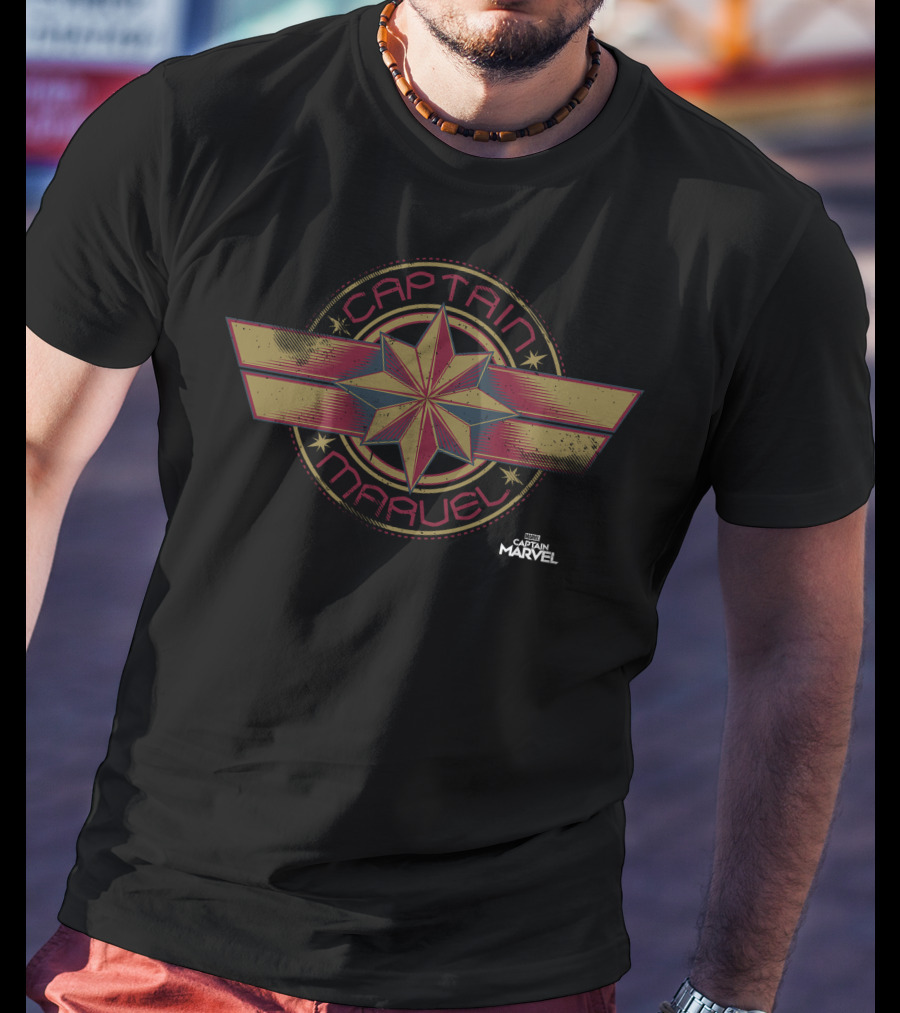 Captain Marvel Circle Star Emblem Badge Marvel Studios T-Shirt