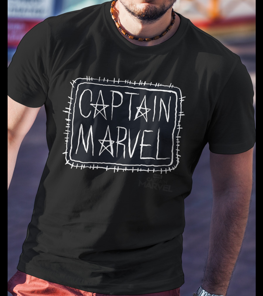 Captain Marvel Star Sketch Patch T-Shirt