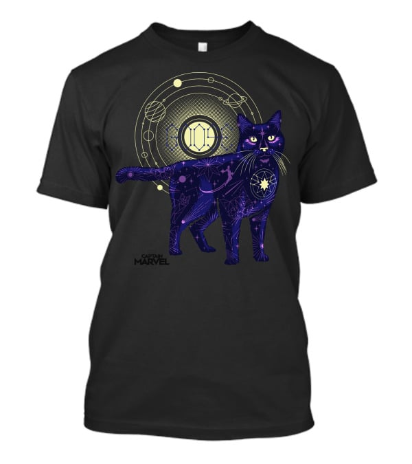Captain Marvel Movie Goose Cat Geometric Galaxy T-Shirt